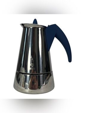Vintage Bialetti KONA Coffee Espresso Maker Moka Pot 6 Cup Stainless Steel Blue